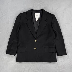 Vintage 1980's Liette Black Wool Flannel Two Button Blazer Women's 10